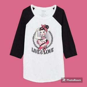 1X 14W 16W Torrid Breast Cancer Awareness Baseball Tee Live & Love Tattoo Octobe